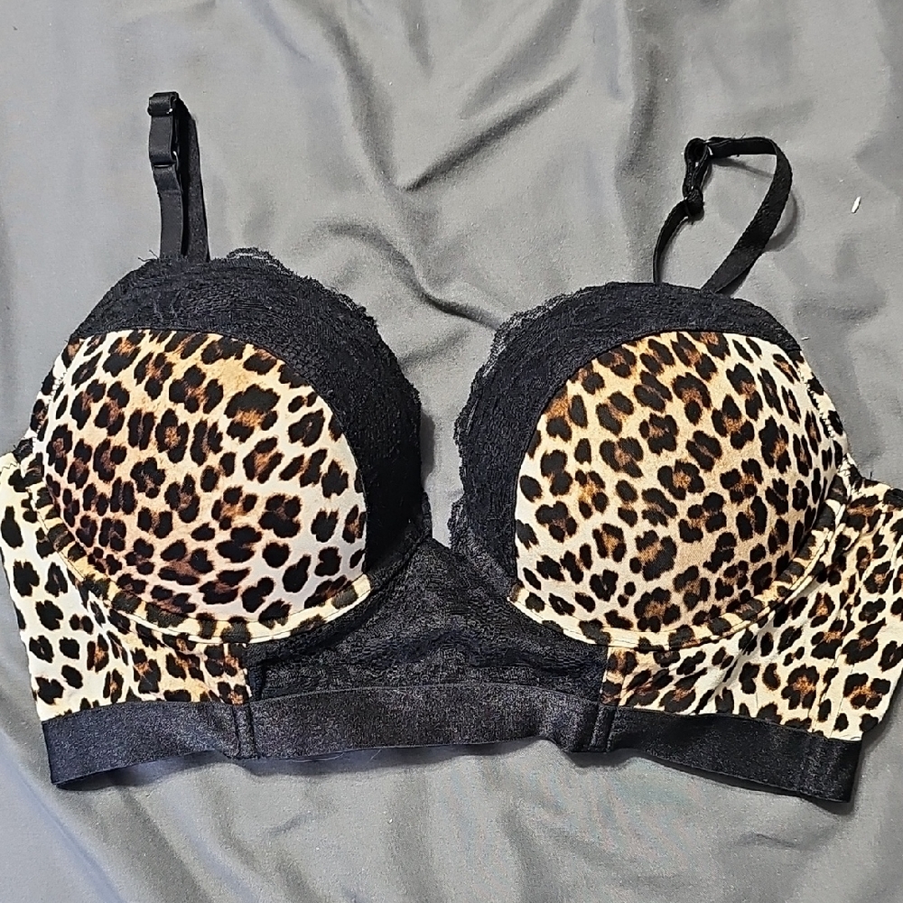 La SENZA Leopard and Black Lace Bra
